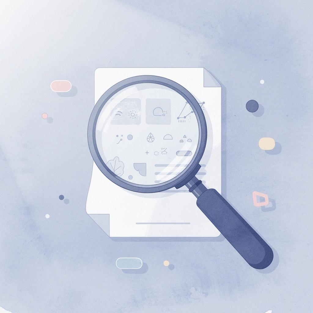 Magnifying glass examining profile representing brand evaluation process