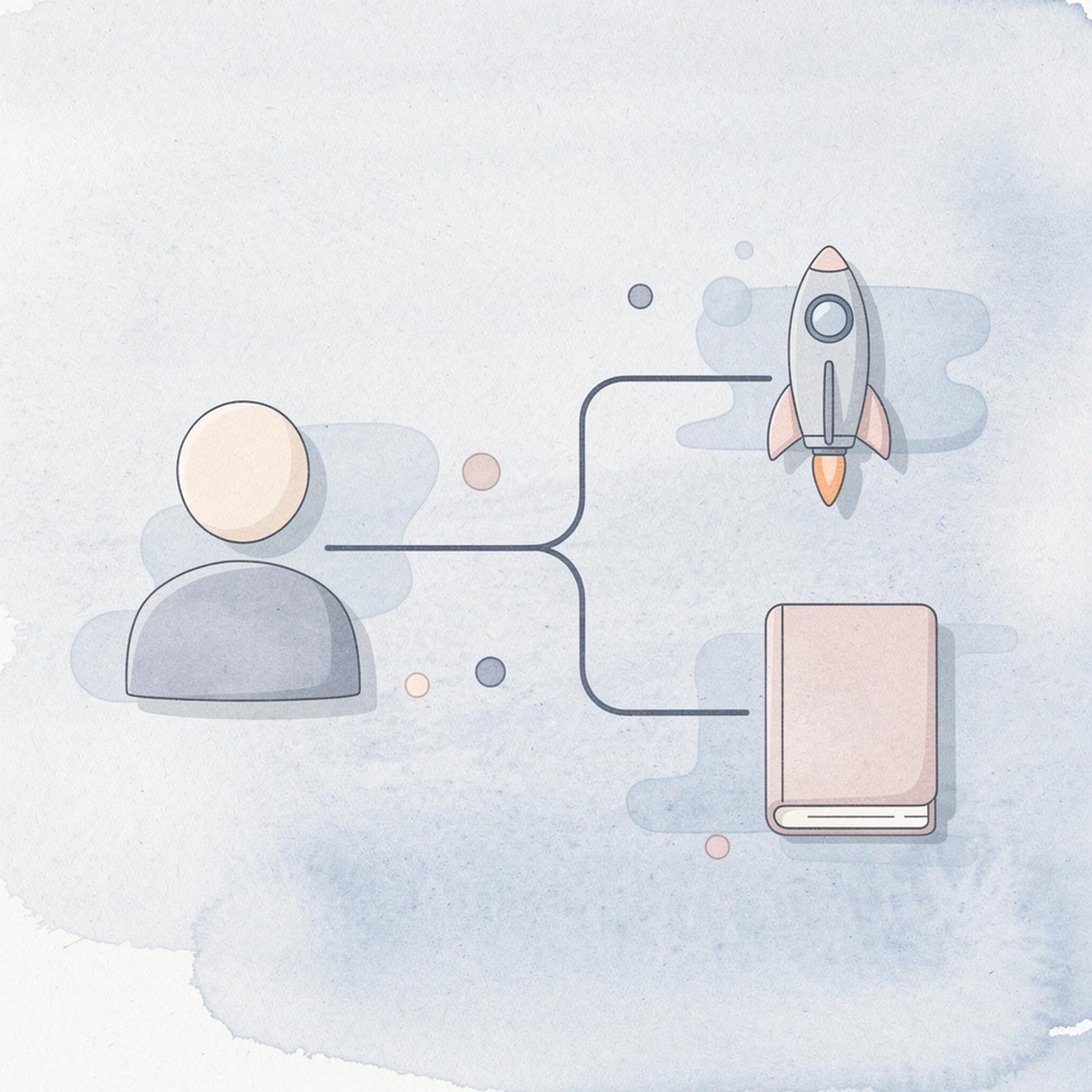 Icon showing platform evolution splitting into two paths