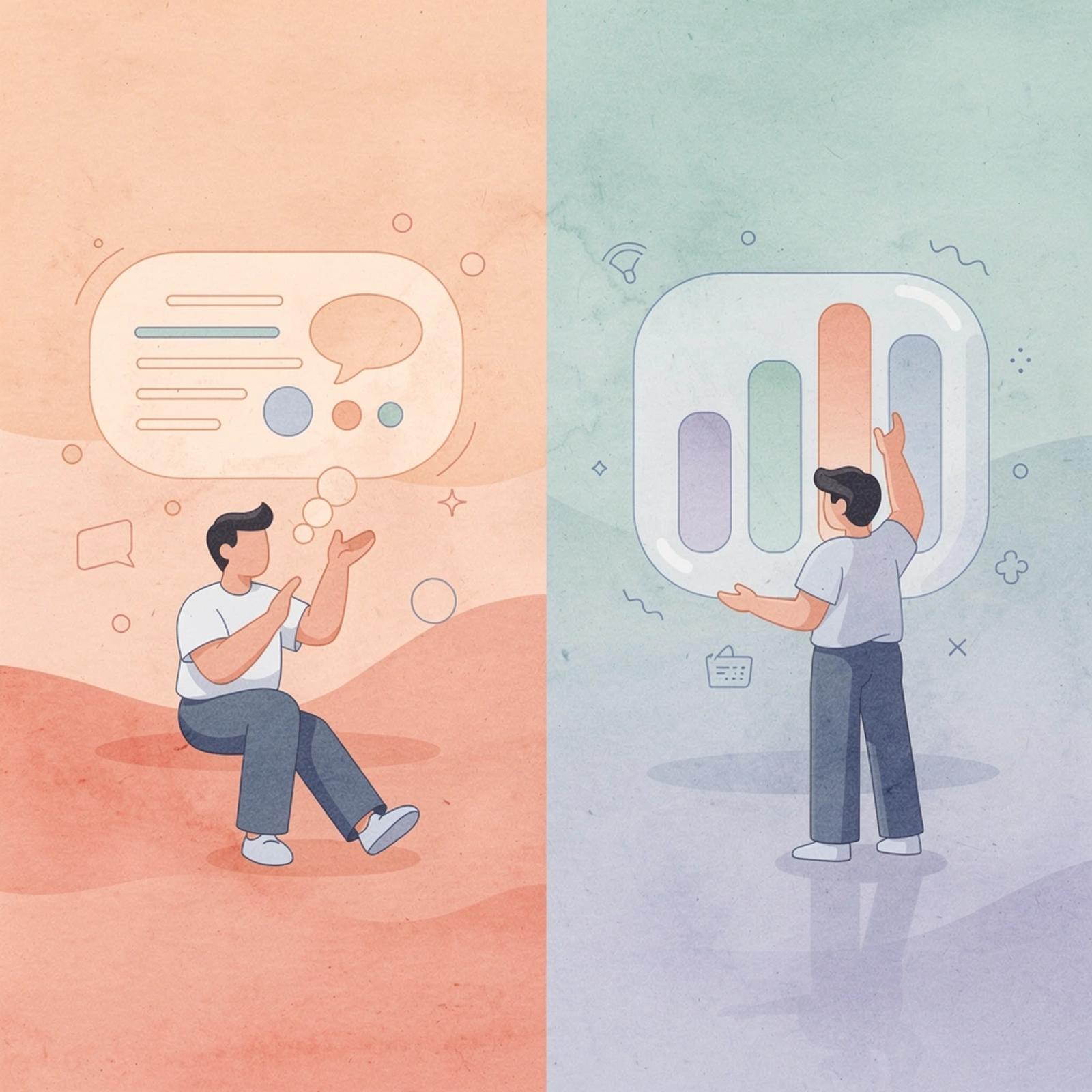 Split scene showing contrast between chasing followers versus focusing on income