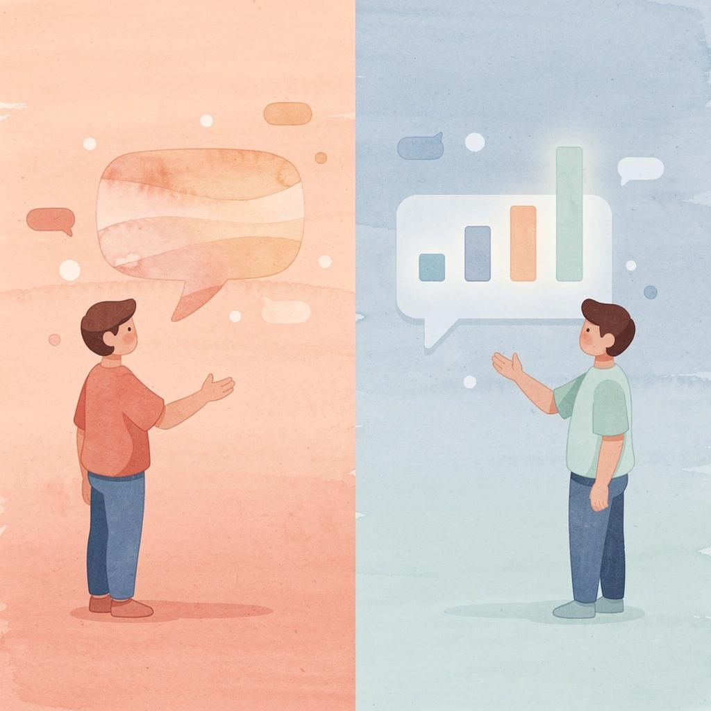 Split scene illustration comparing traditional content creation approach versus audience expansion strategy
