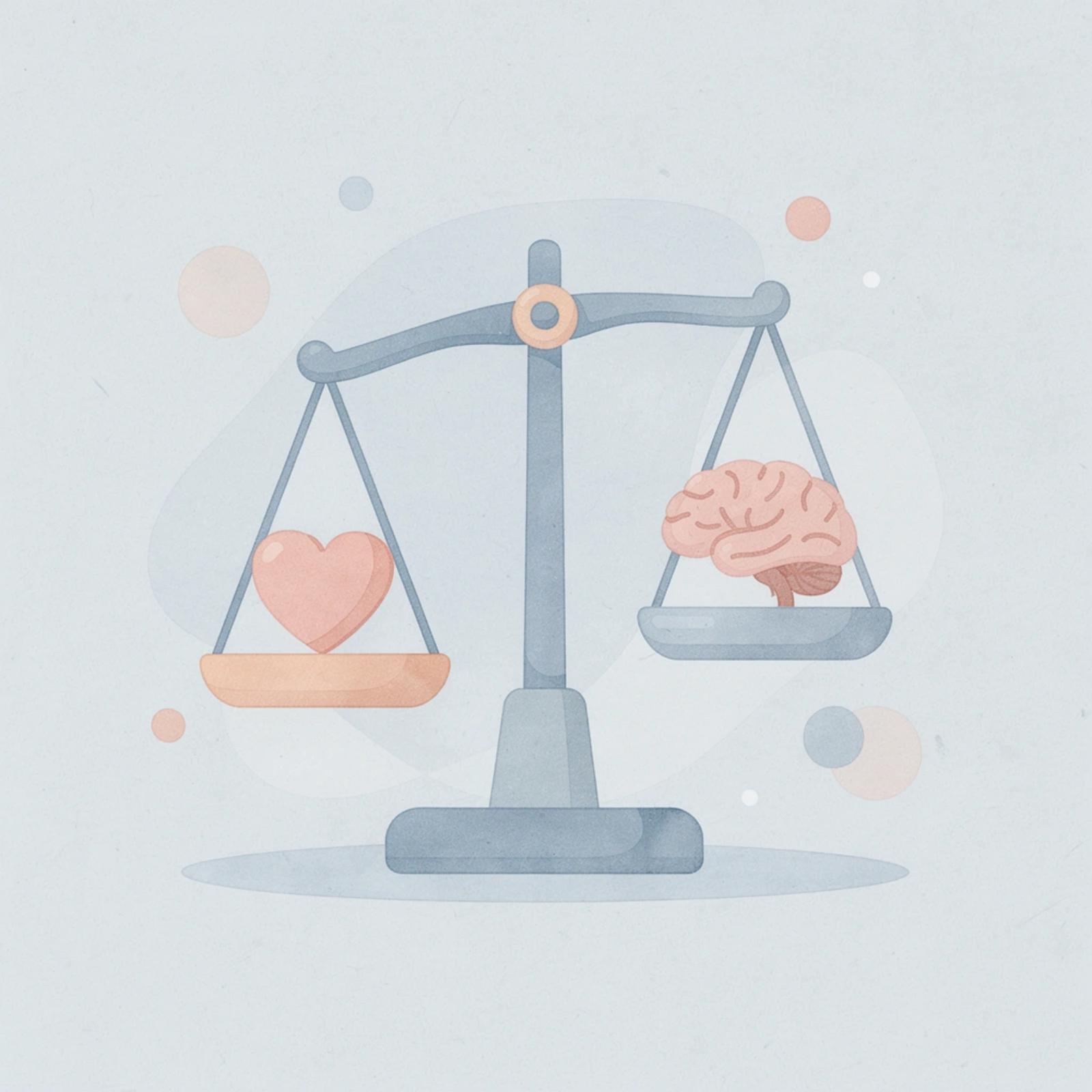 Balance scale comparing features versus operational fit