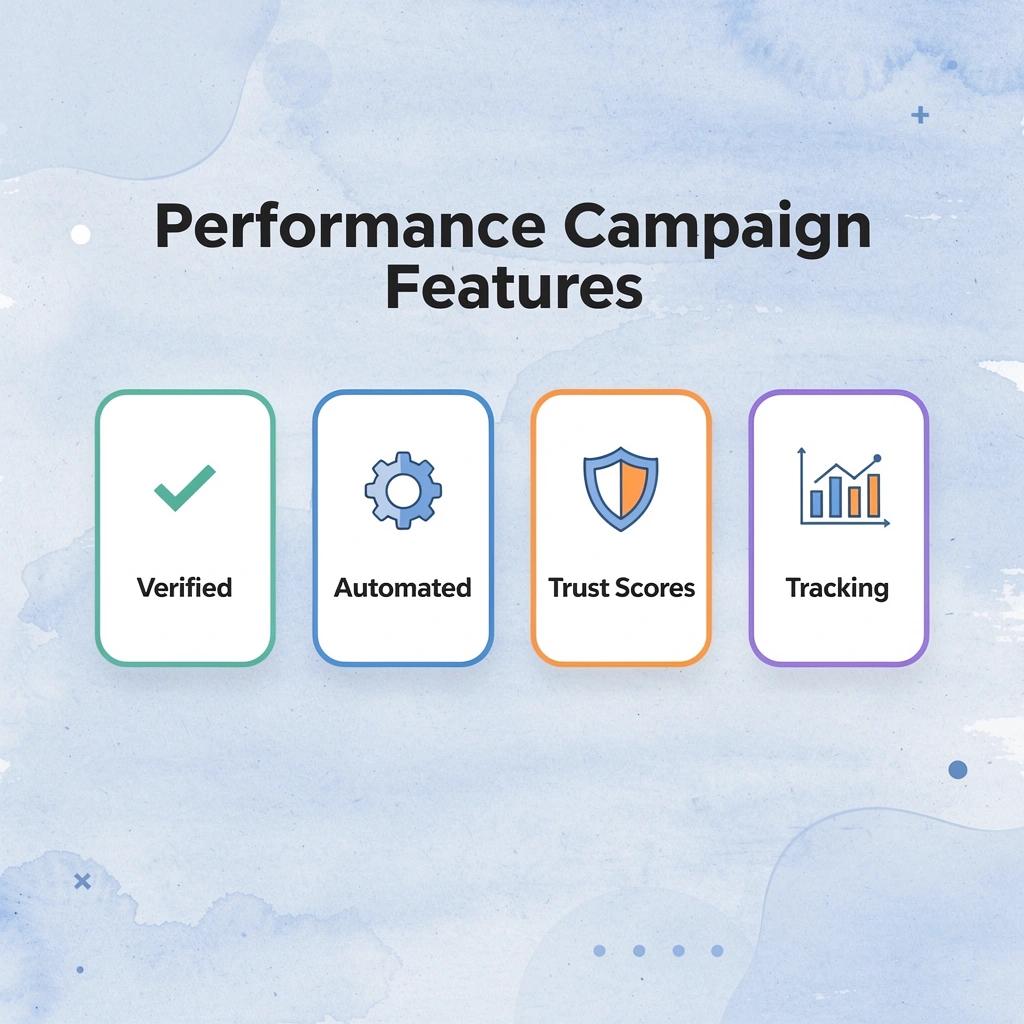 Infographic showing performance campaign features