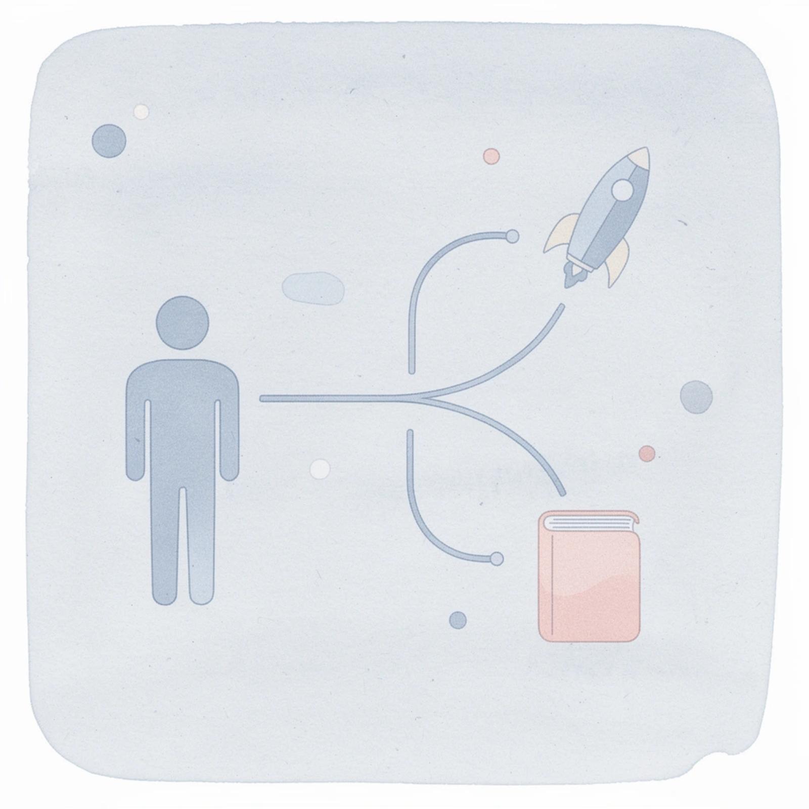 Icon splitting into two paths representing the gap between knowing and acting