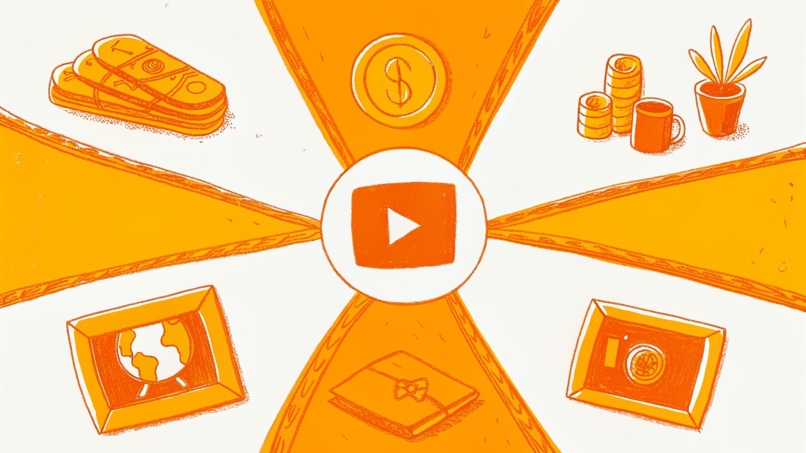 Four TikTok earnings factors radiating from a central play button icon