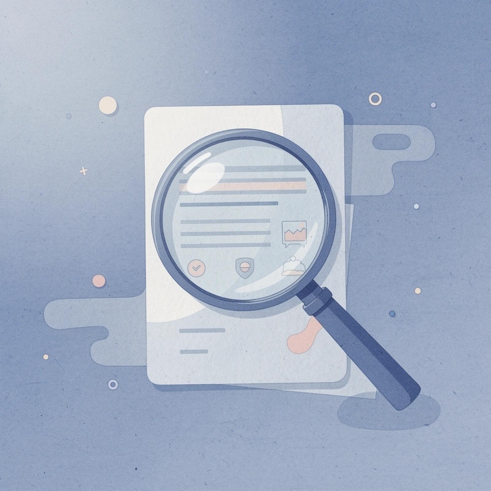 Magnifying glass examining creator profile elements