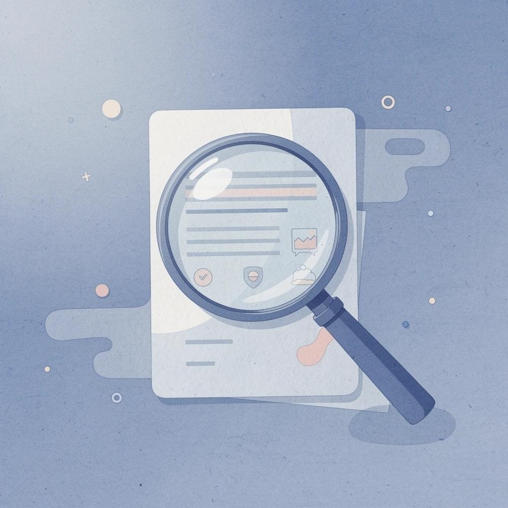 Magnifying glass examining creator profile elements