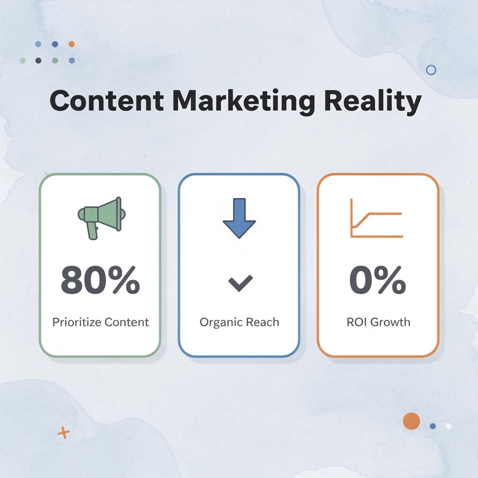 Statistics showing content marketing reality with declining returns