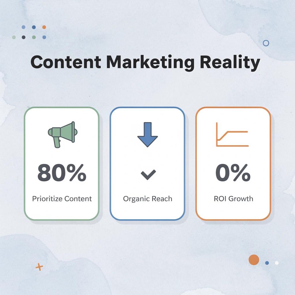 Statistics showing content marketing reality with declining returns