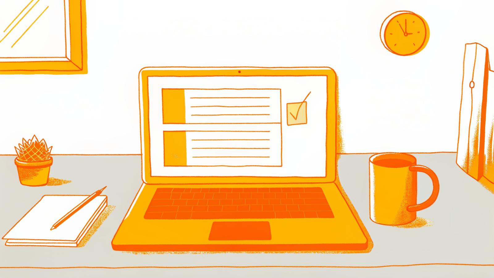 Creator composing a concise brand pitch email on a laptop at a tidy desk