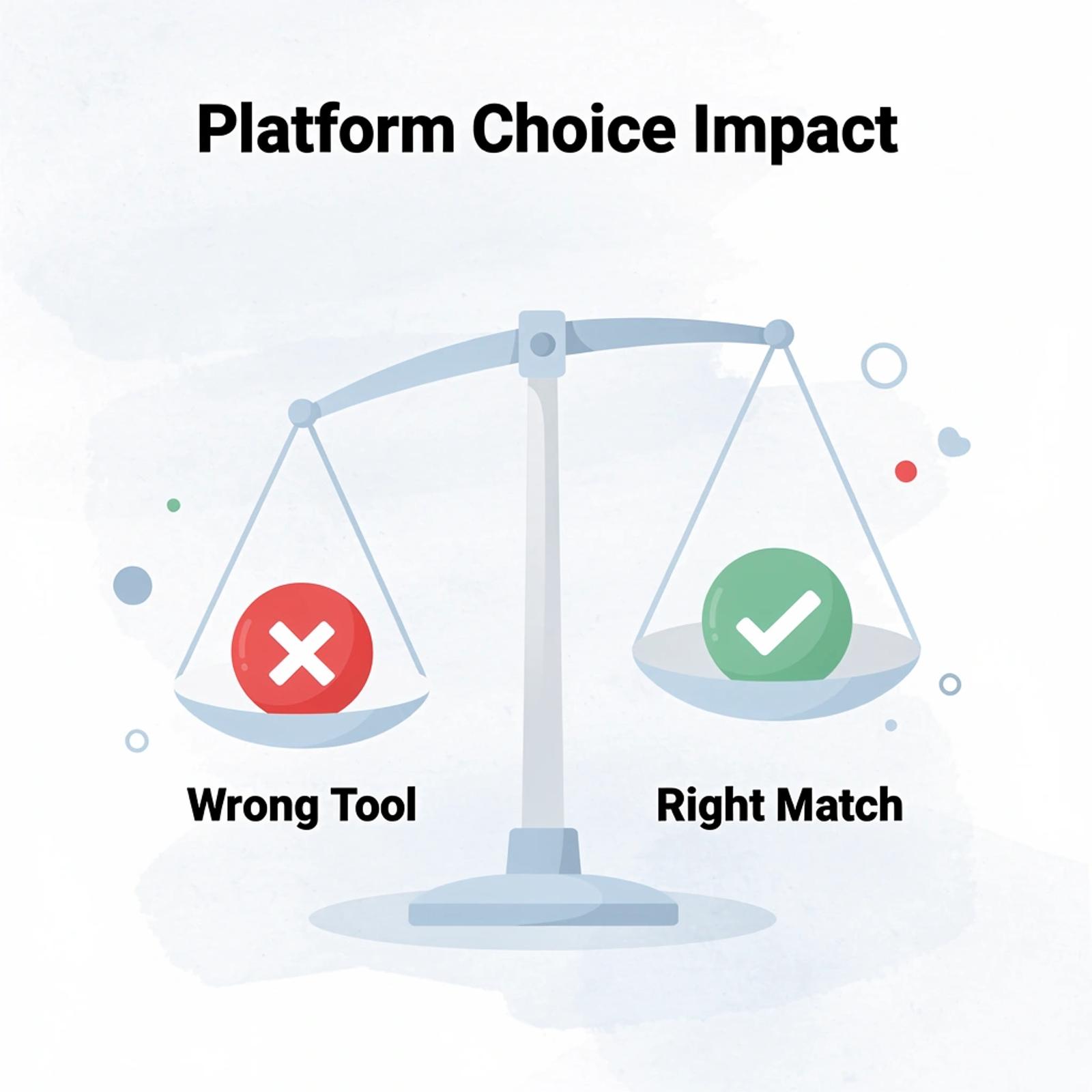Scale comparing wrong tool choice versus right platform match