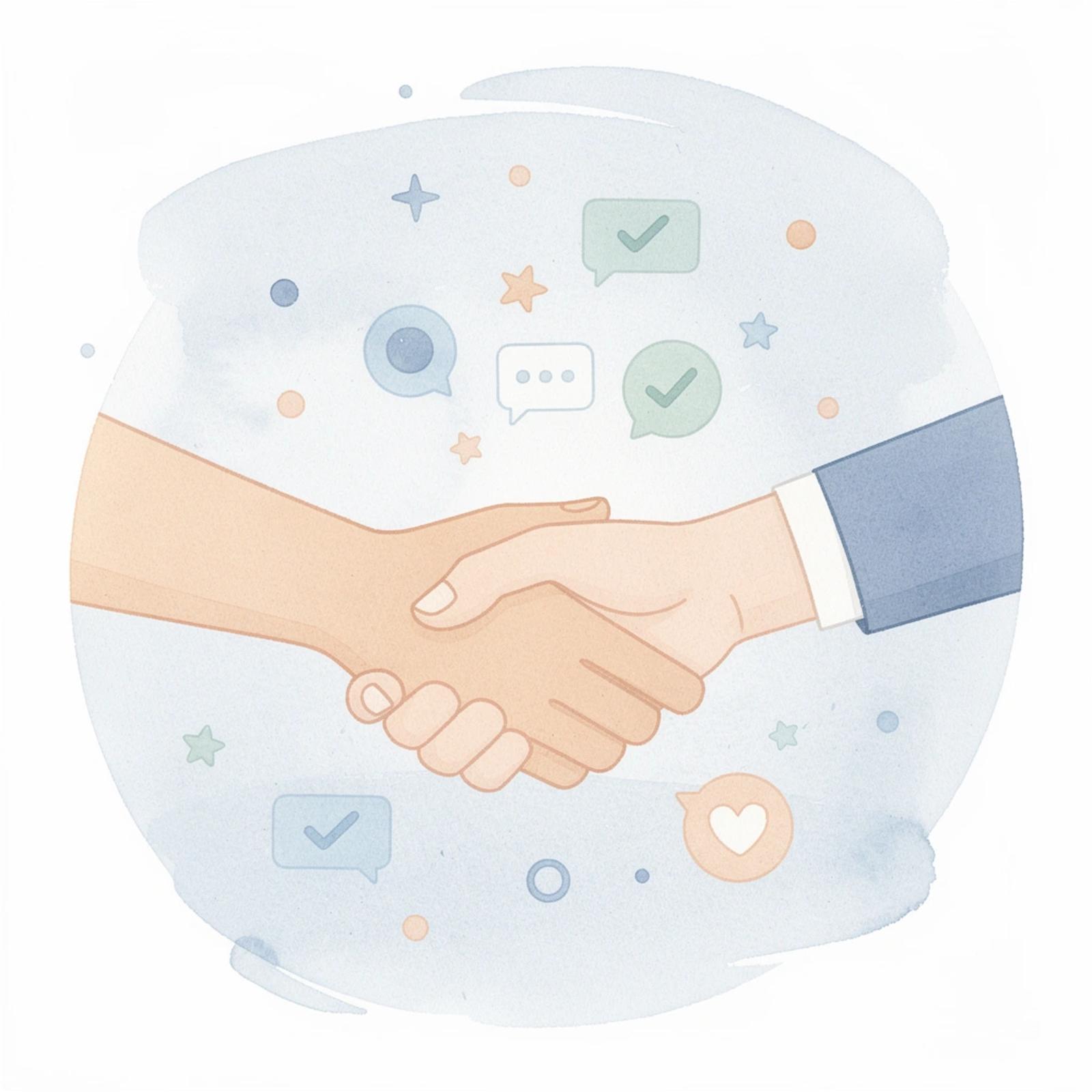 Illustration of creator-brand partnership with engagement elements