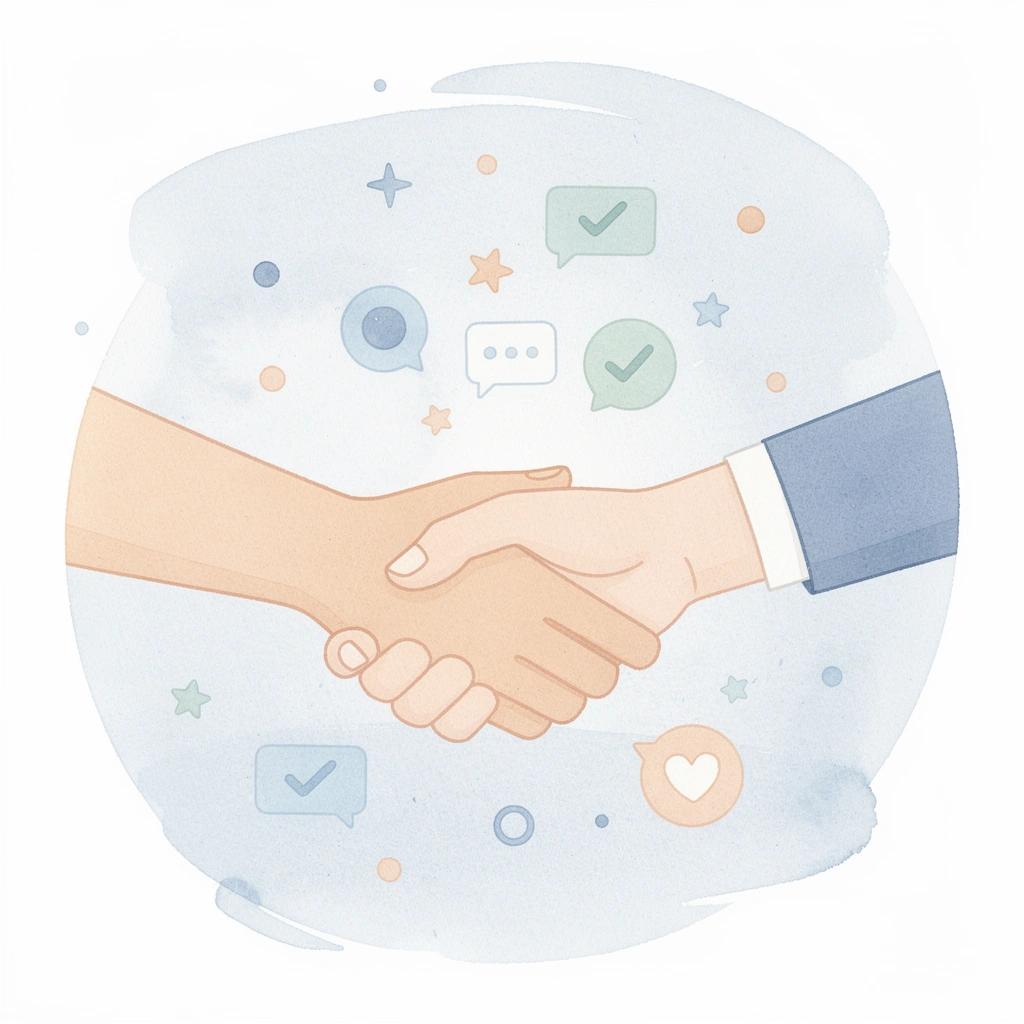 Illustration of creator-brand partnership with engagement elements