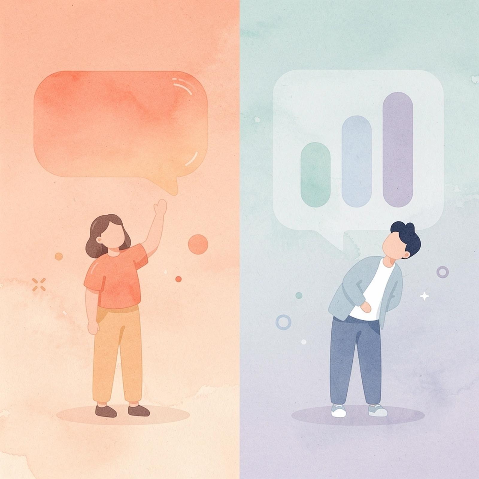 Split scene illustration contrasting traditional influencer discovery with modern performance measurement