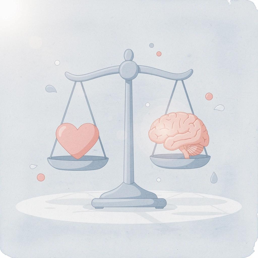 Balance scale icon comparing content volume versus quality