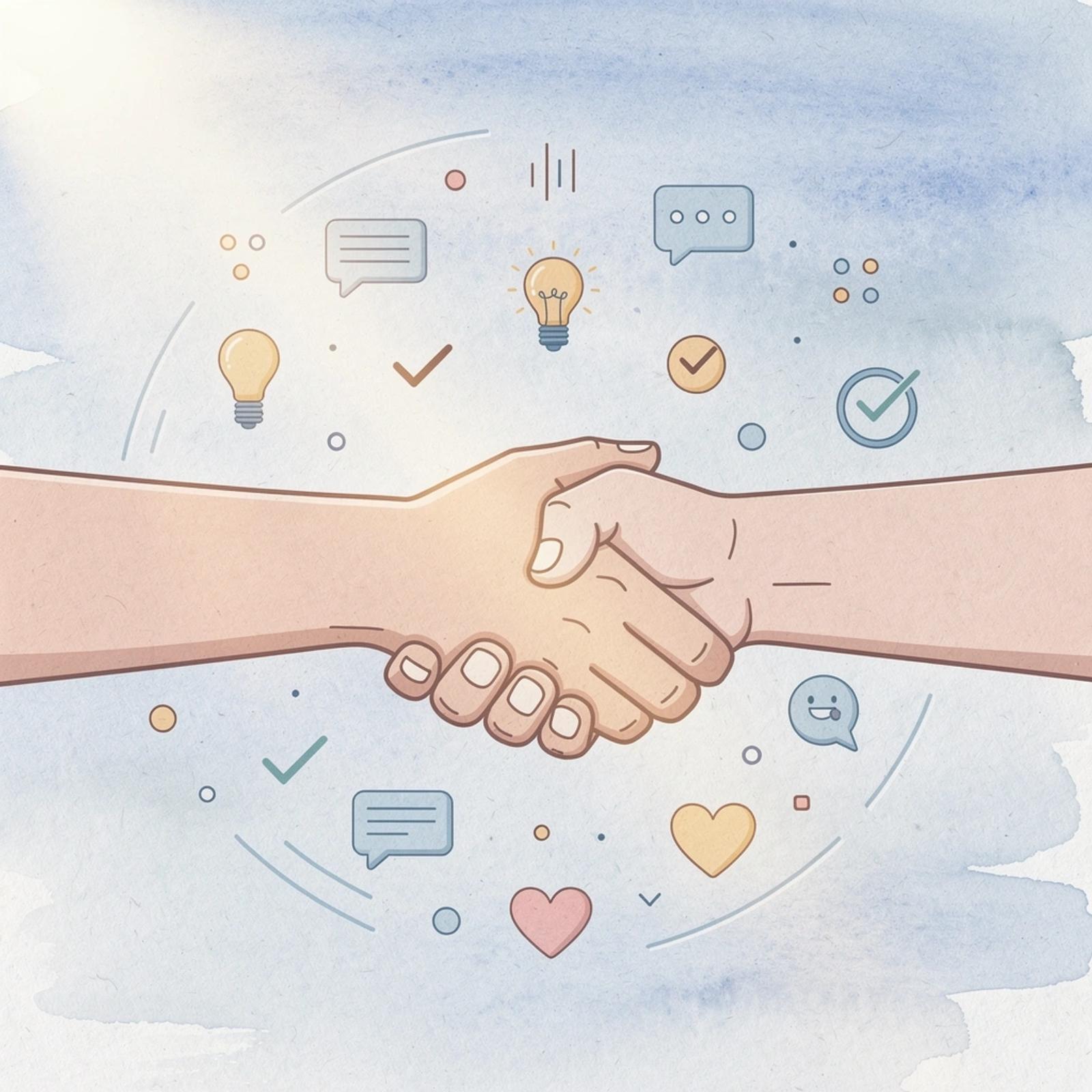Scene illustration of a brand and content creator forming a sponsorship partnership