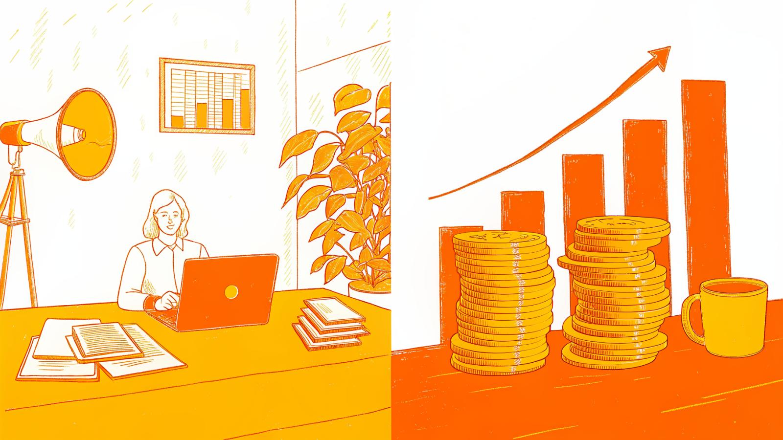 small creator with flat payout contrasted against brand executive rewarding massive reach