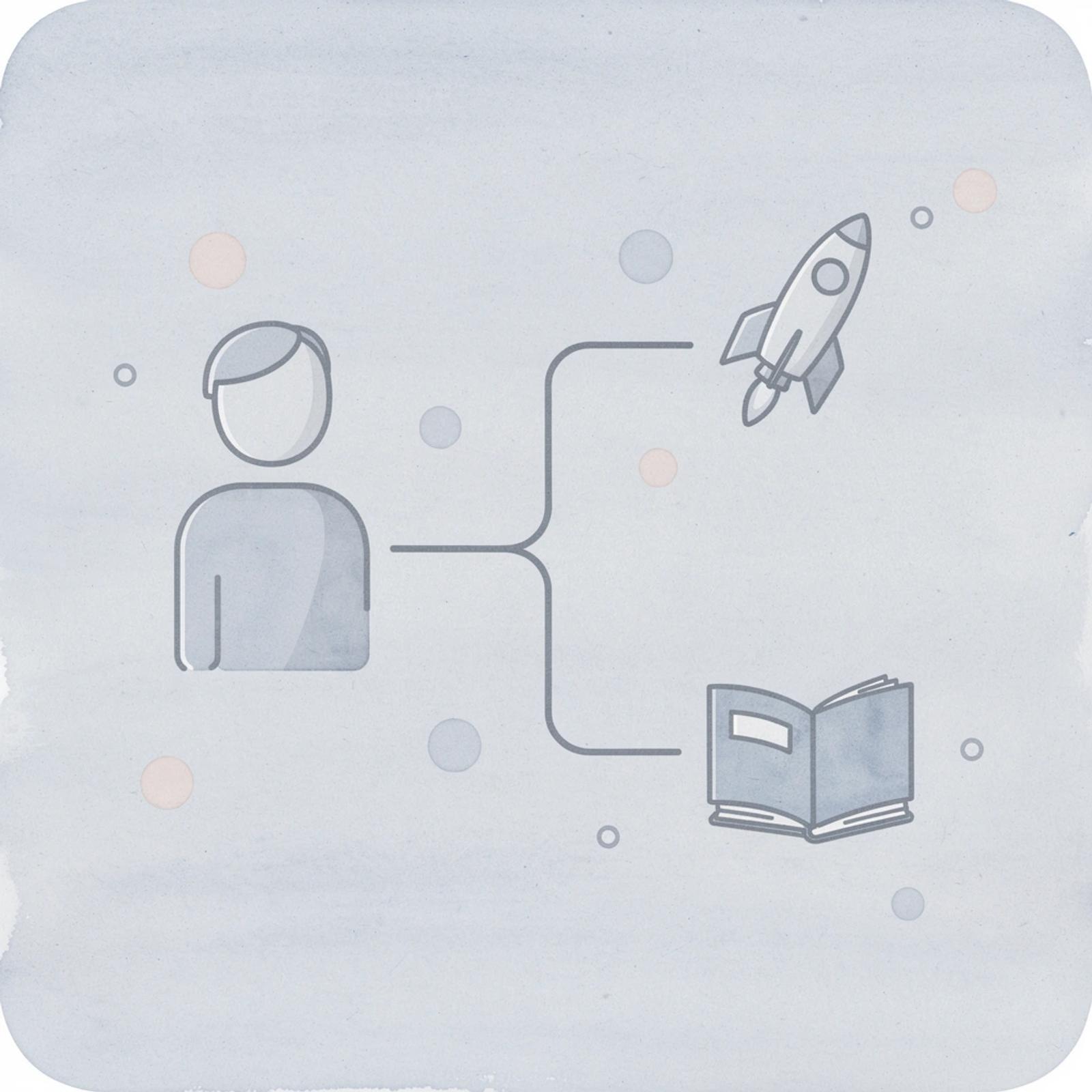 Icon showing manual process splitting into automated scaling paths