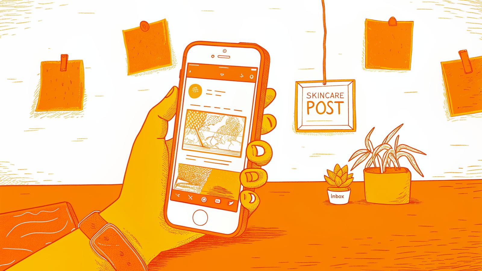 Creator's phone showing a tagged brand post connecting warmly to a brand inbox
