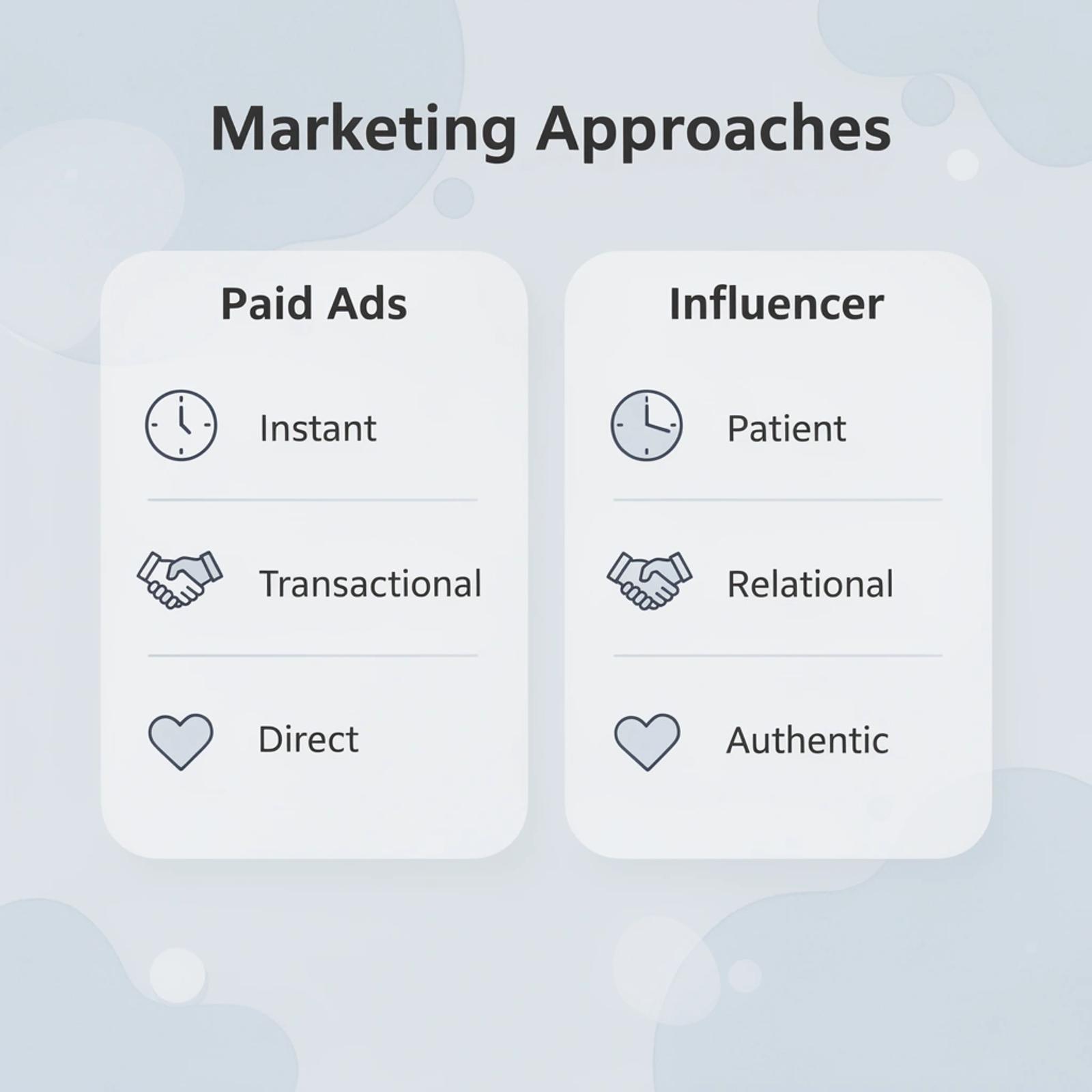 Comparison between paid advertising and influencer marketing approaches