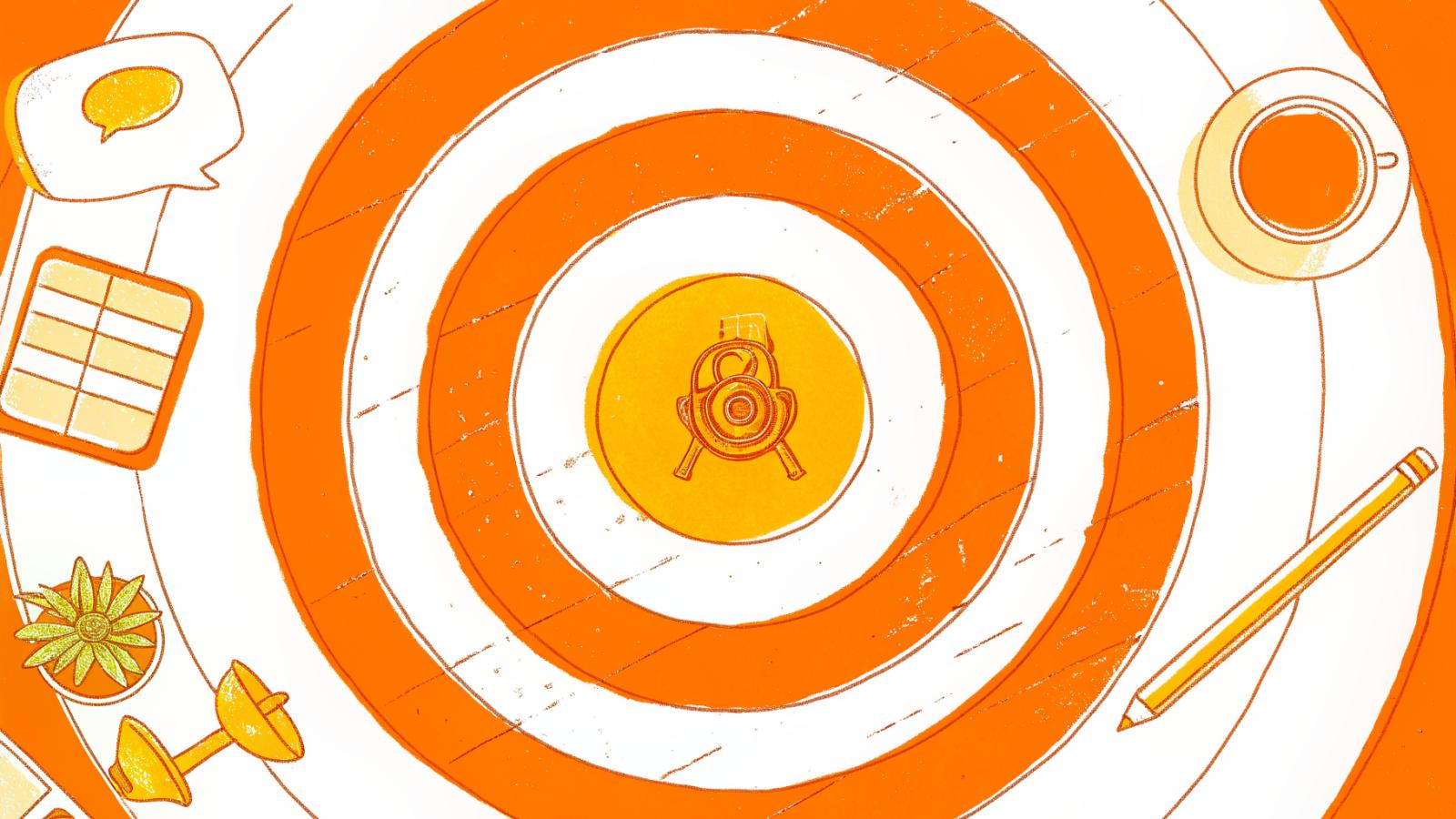 Five-criteria bullseye for evaluating AI content repurposing tools with key icons