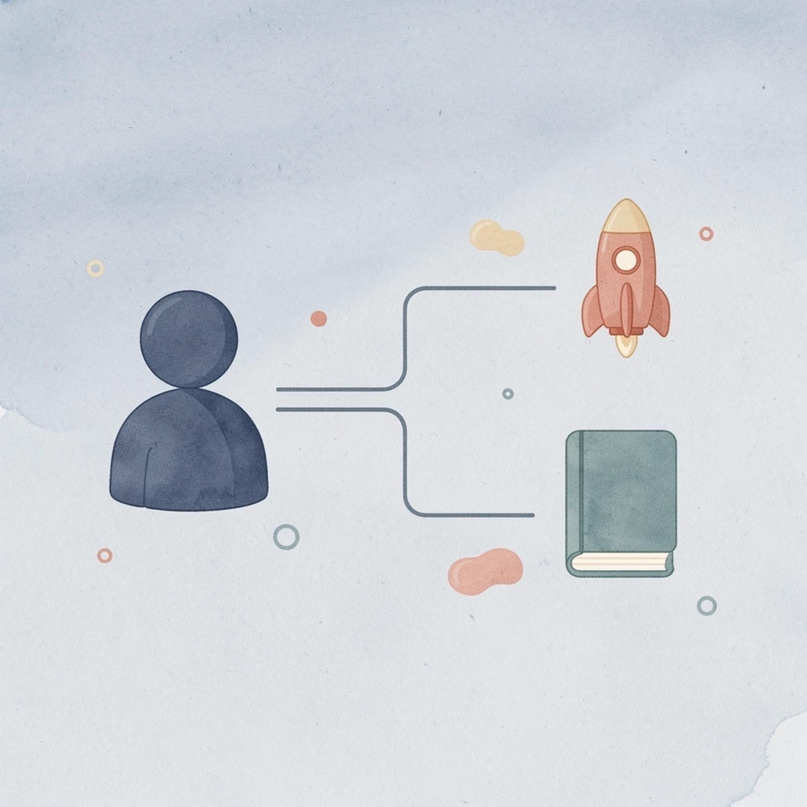 Icon showing a business path splitting into two different outcomes
