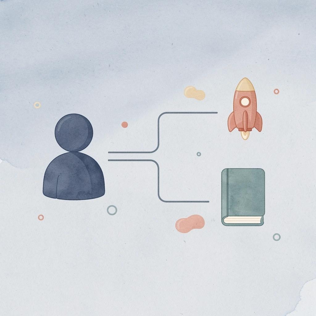 Icon showing a business path splitting into two different outcomes