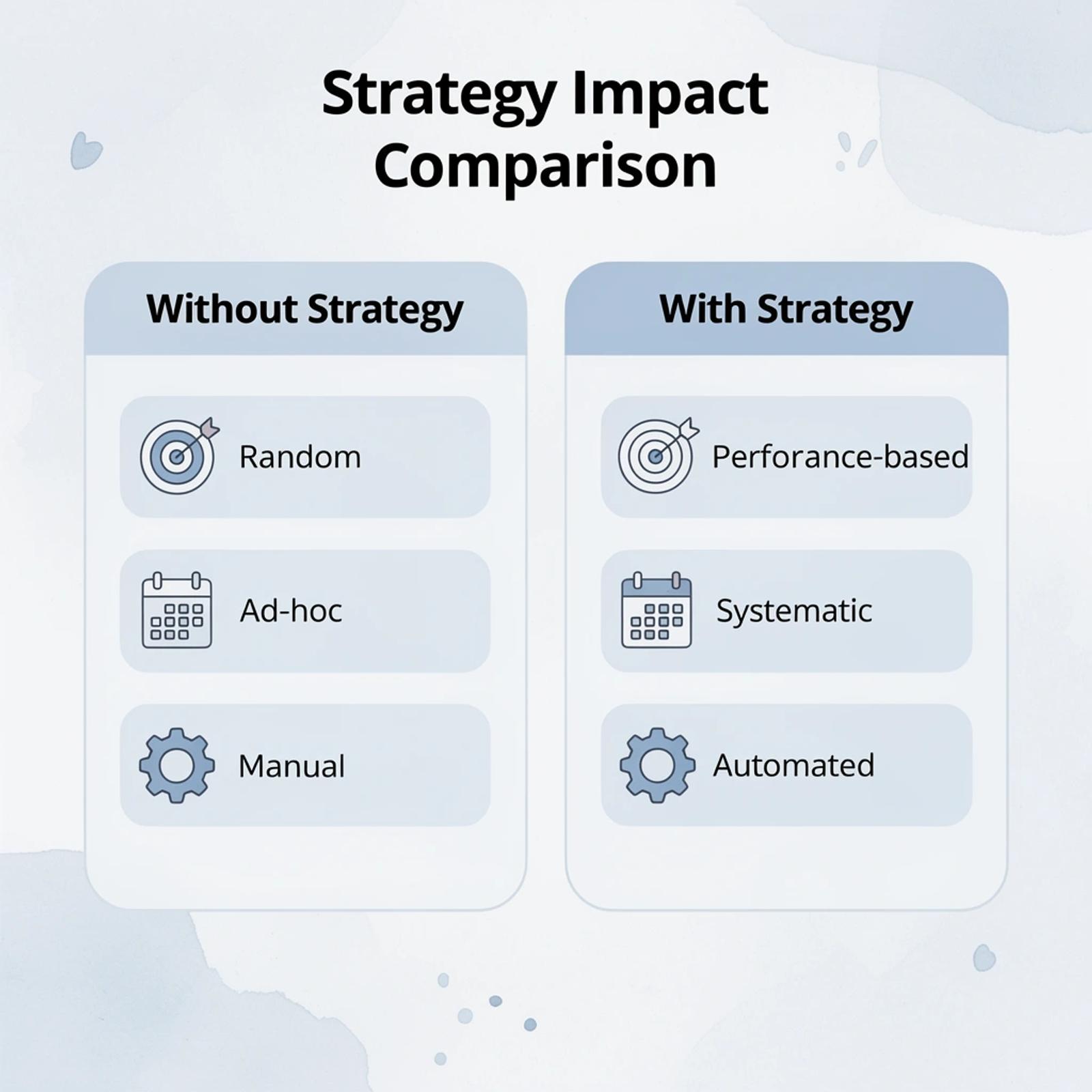 Comparison table showing strategy impact on creator marketing