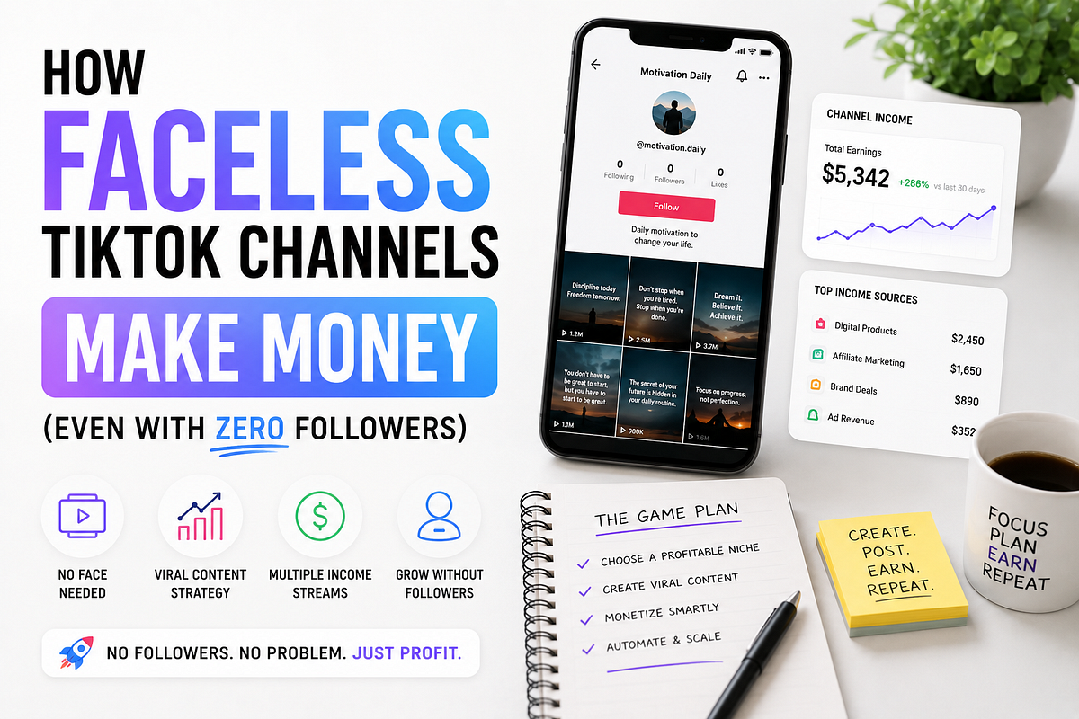 How to Make Money on TikTok Without Followers - faceless niche content bio