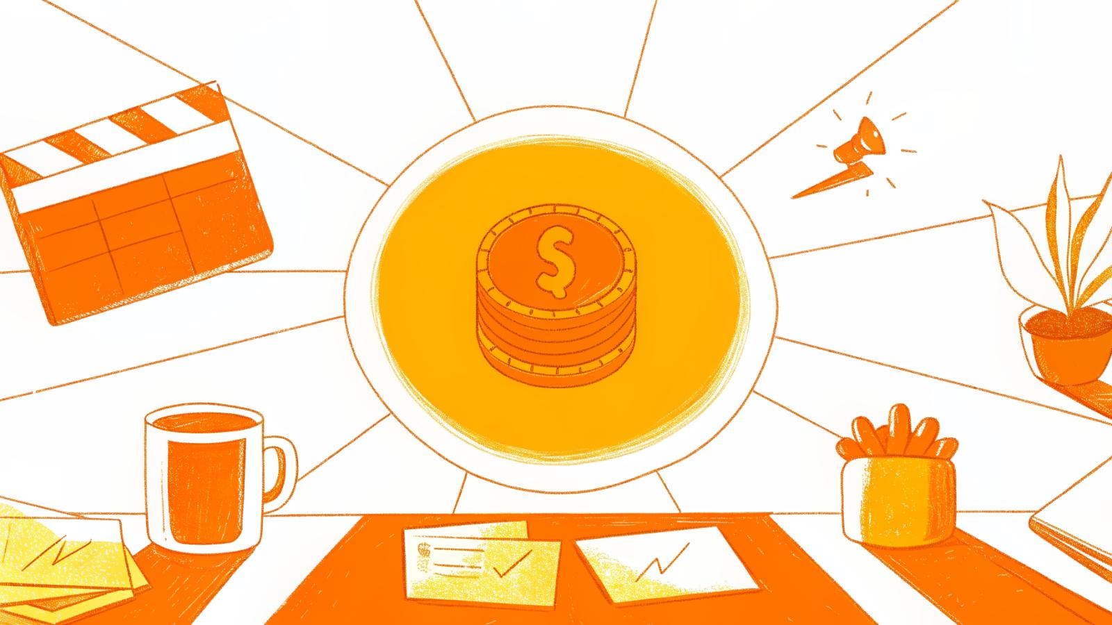 five UGC pricing factors radiating from a central cost hub, reach velocity highlighted