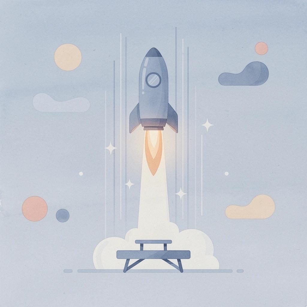 Scene illustration of a creator launching upward, representing TikTok influencer growth and earning potential