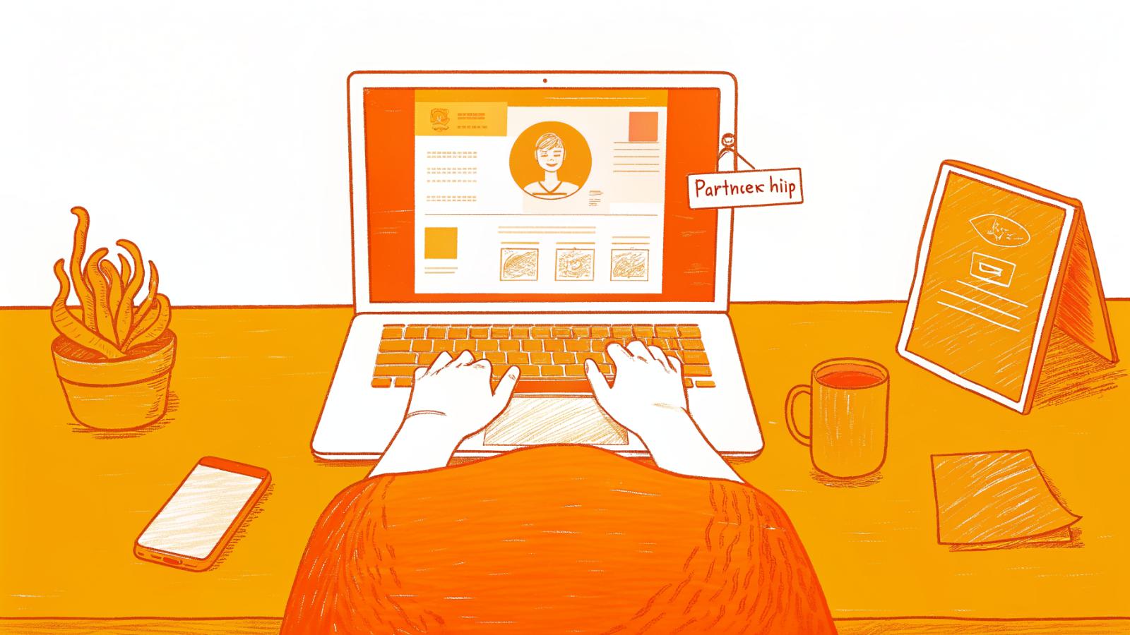 Creator optimizing their profile on a laptop to attract inbound brand partnership offers