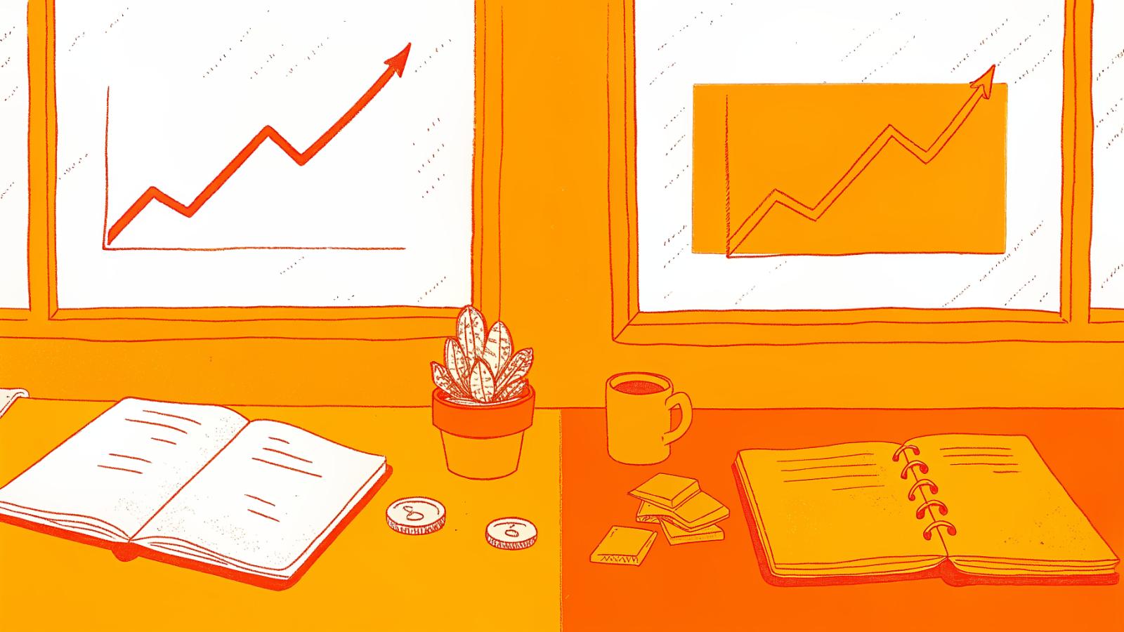 flat sponsorship bar versus rising performance earnings curve on a styled editorial surface