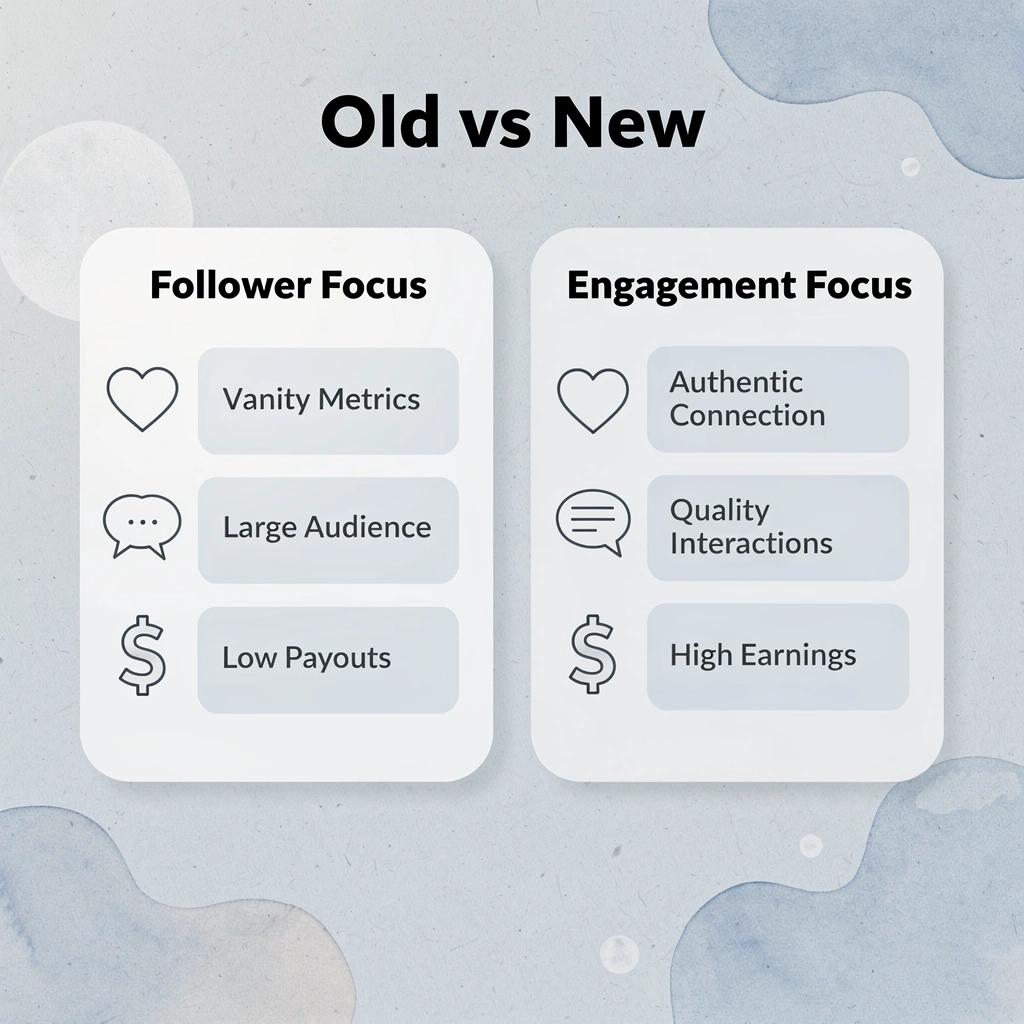 Comparison between follower-focused and engagement-focused approaches