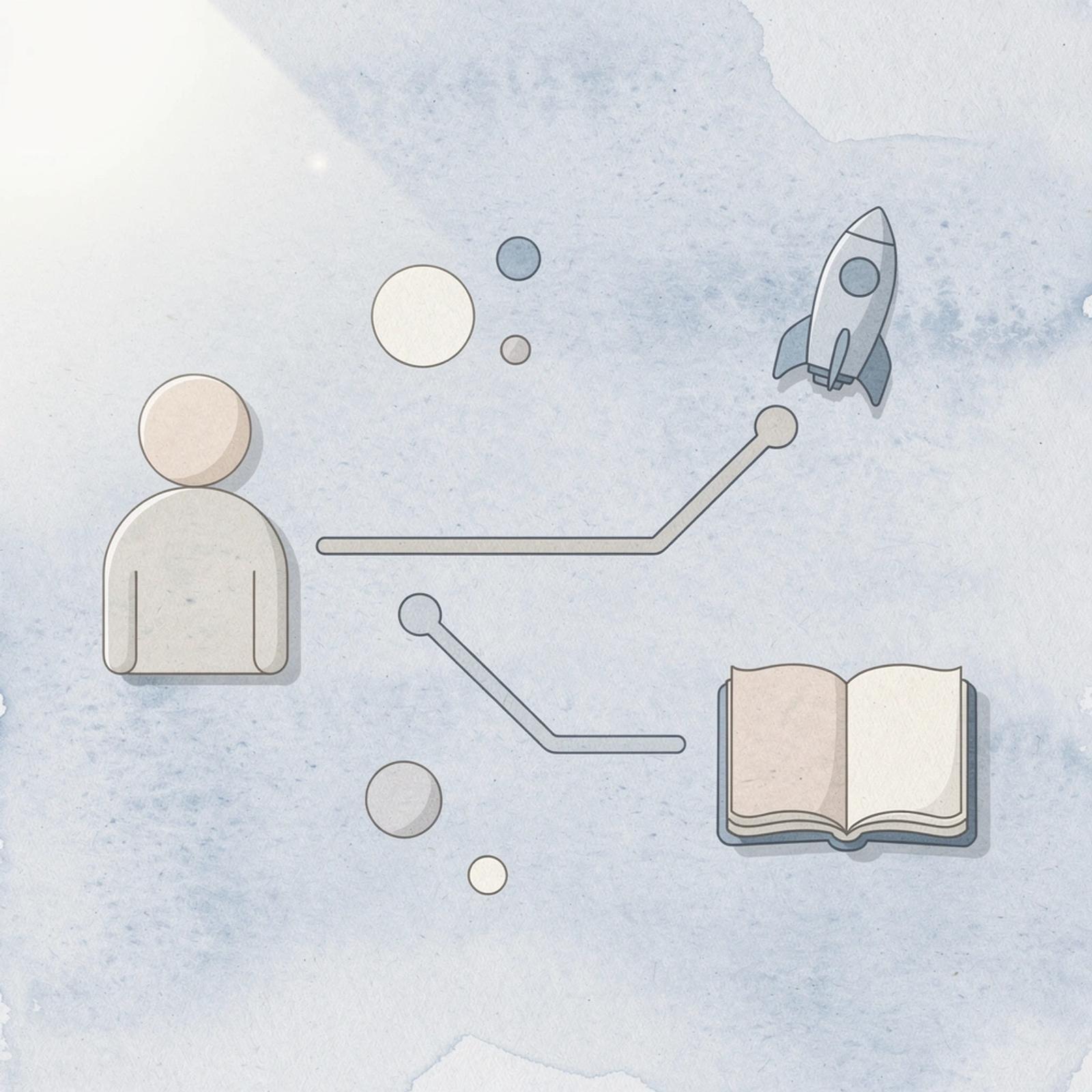 Icon showing general platform splitting into specialized alternatives