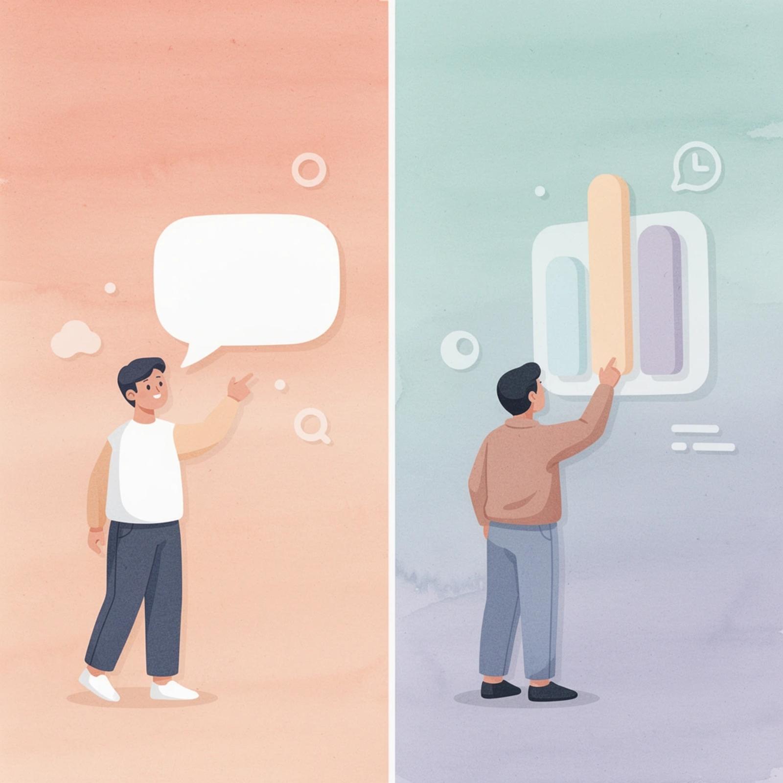 Split scene showing waiting mindset versus engagement-focused approach
