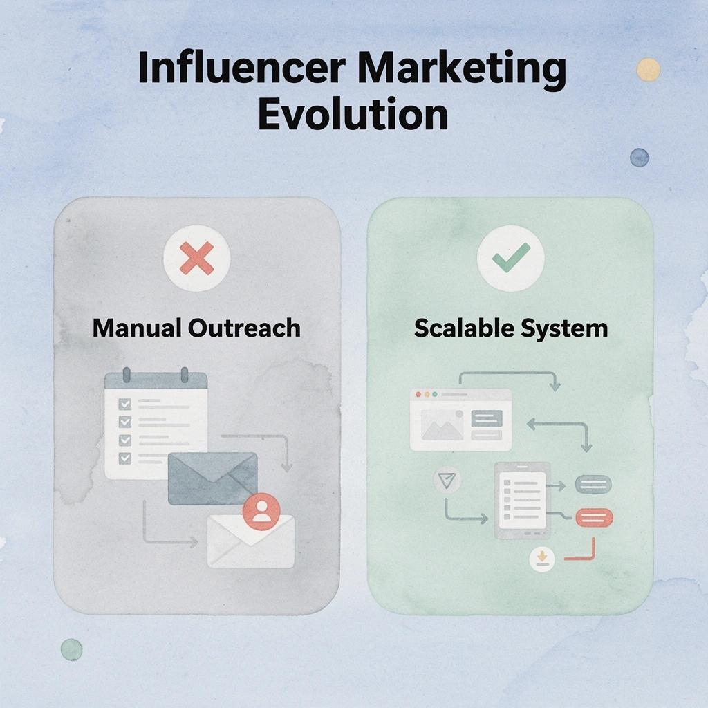 Before and after comparison of traditional versus systematic influencer marketing