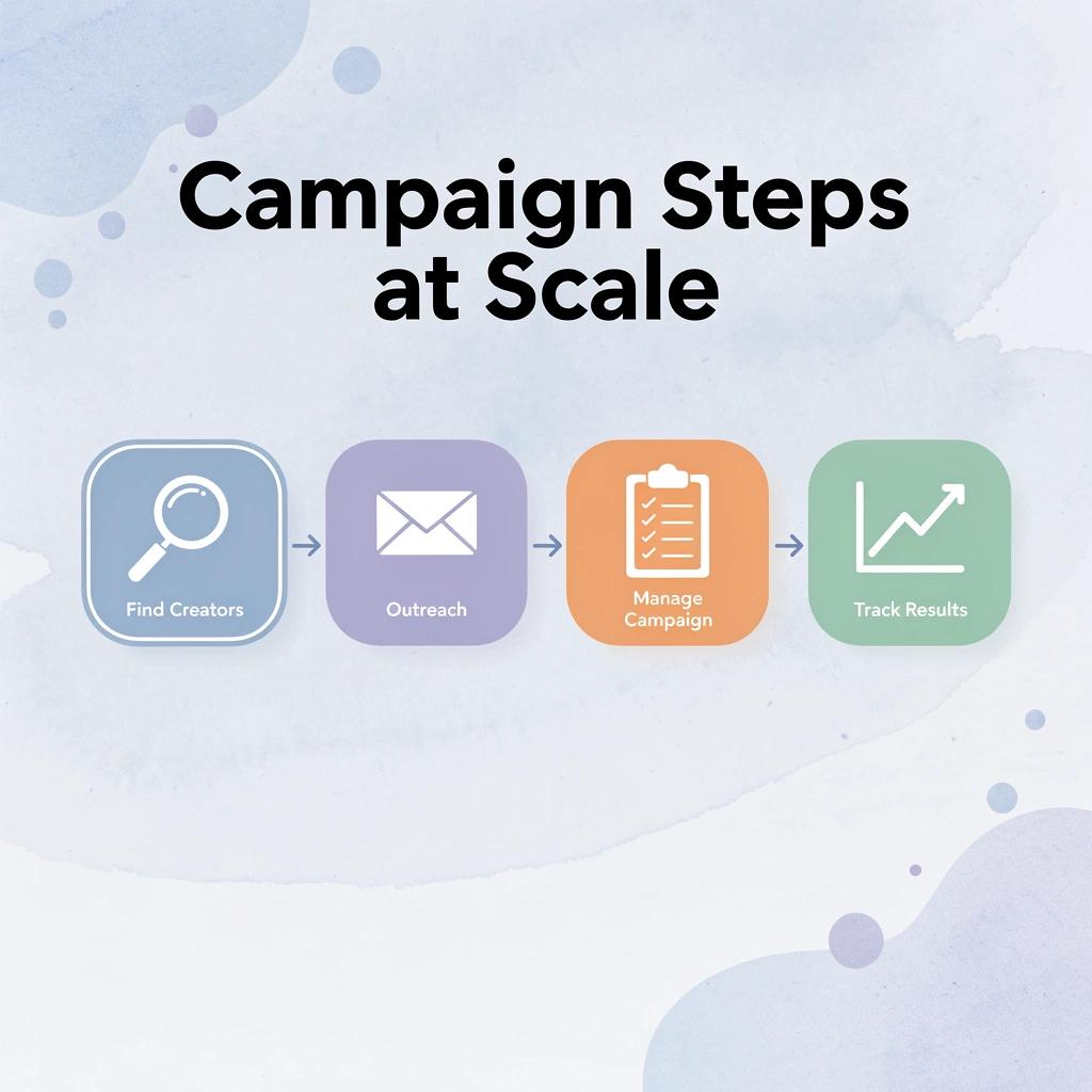 Process flow showing four steps to scale an influencer campaign