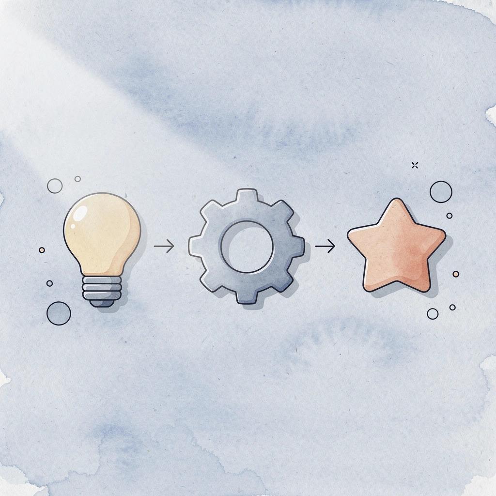 Three icons representing testing creators, sharing content, and making quick changes
