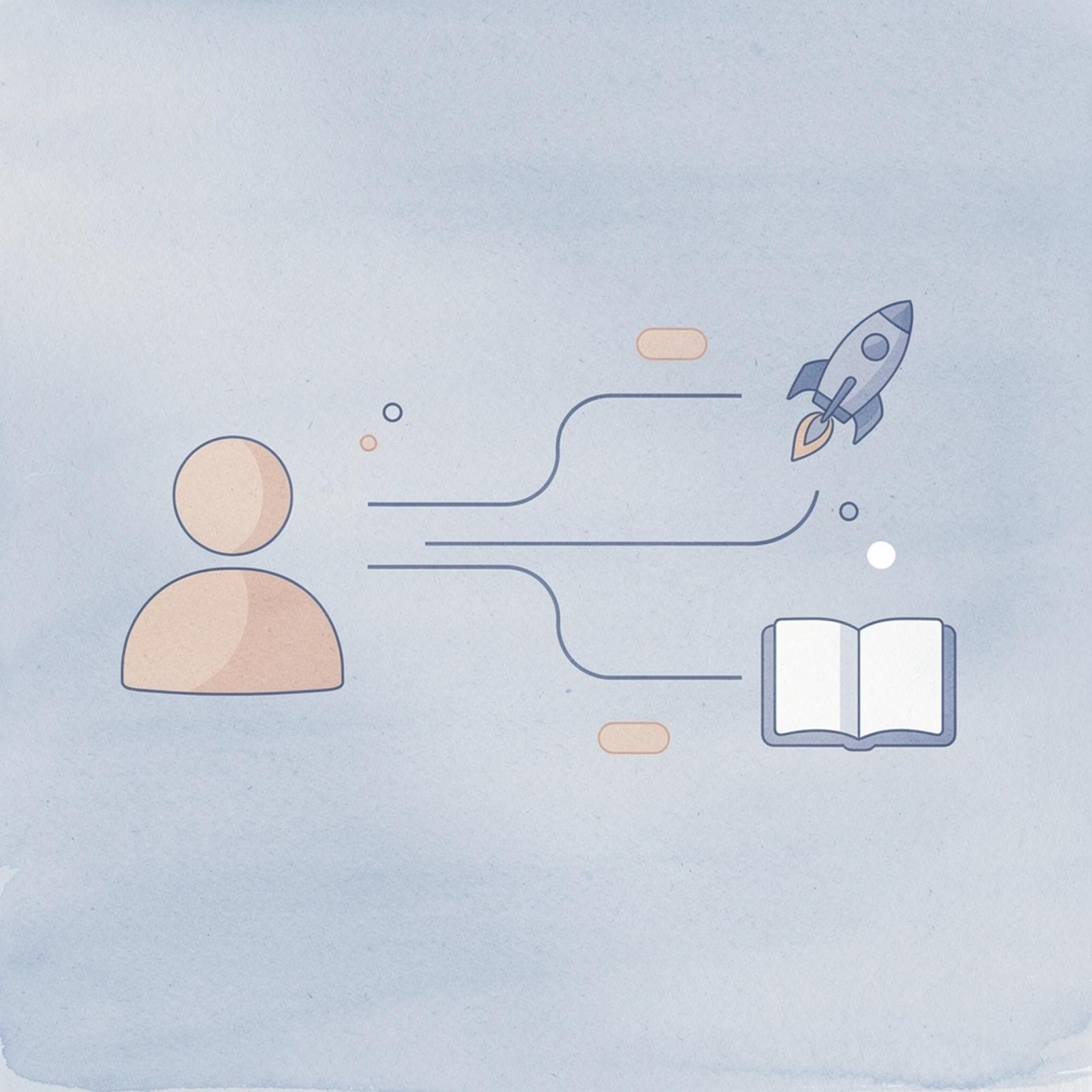 Icon showing single approach splitting into multiple distribution paths