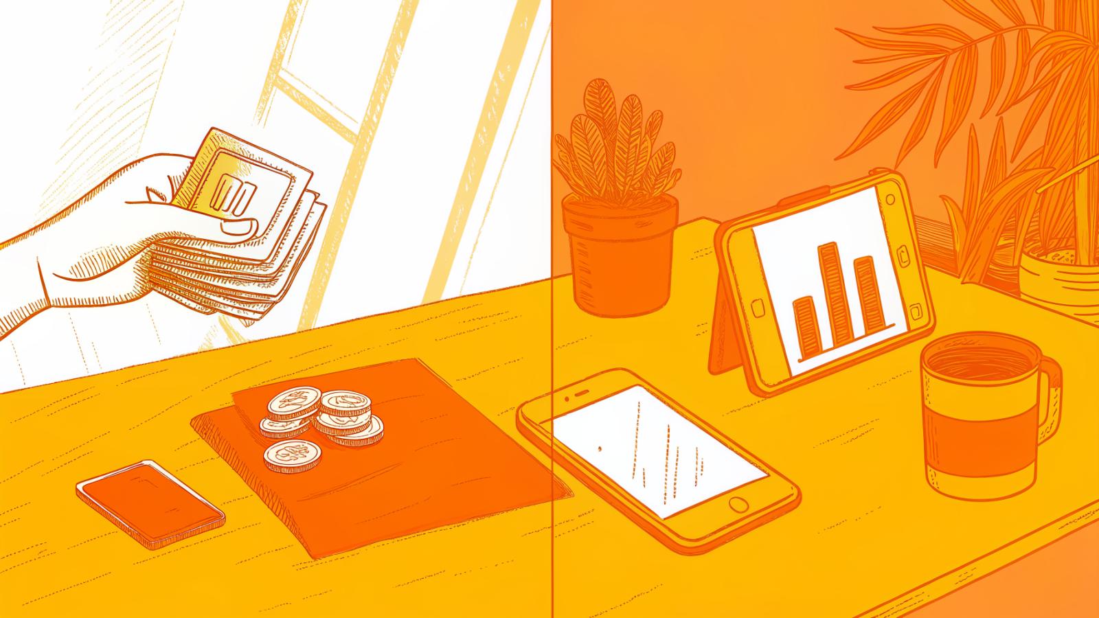Split desk scene contrasting upfront influencer payment with performance-based creator earnings