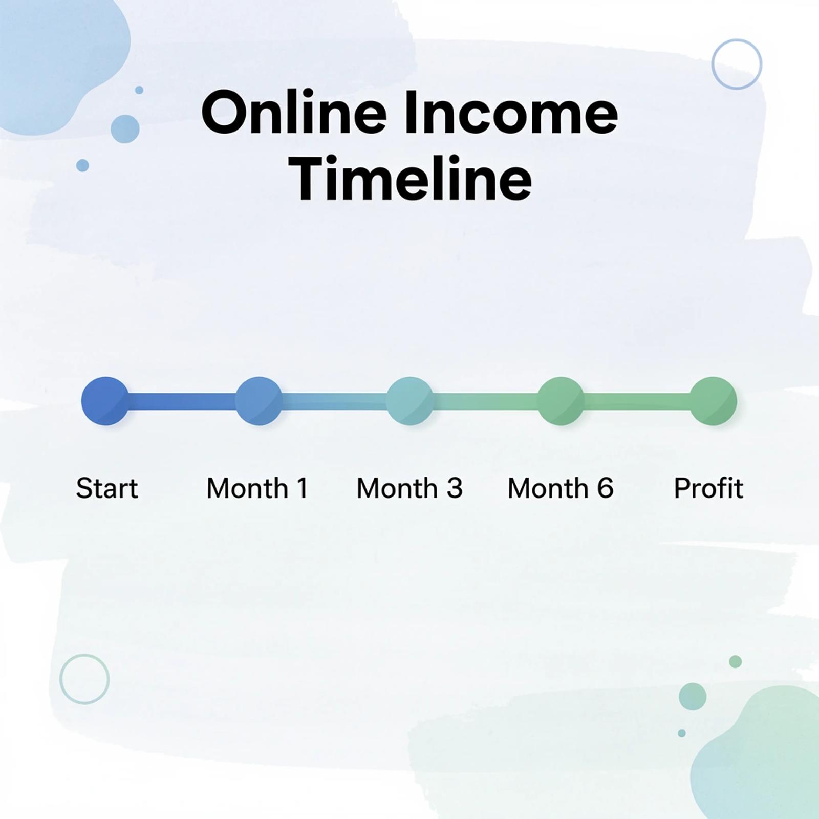 Timeline showing 3-6 month wait for online income