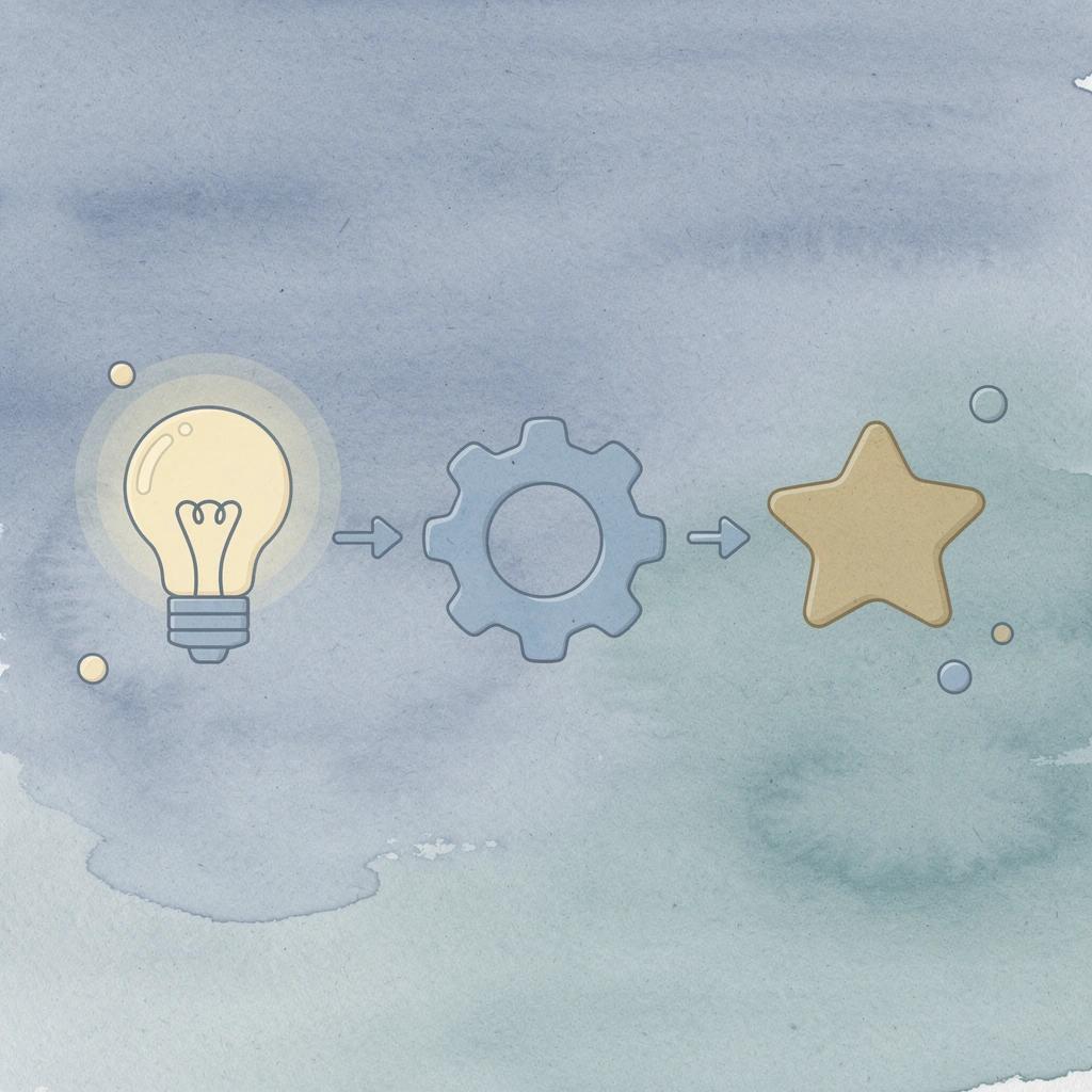 Three icons showing discovery, engagement, and purchase process