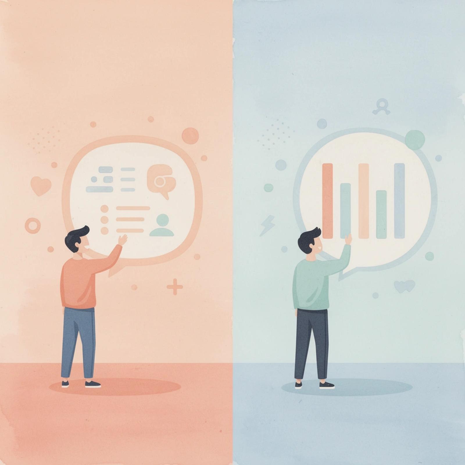 Split scene comparing small audience reach versus large audience reach