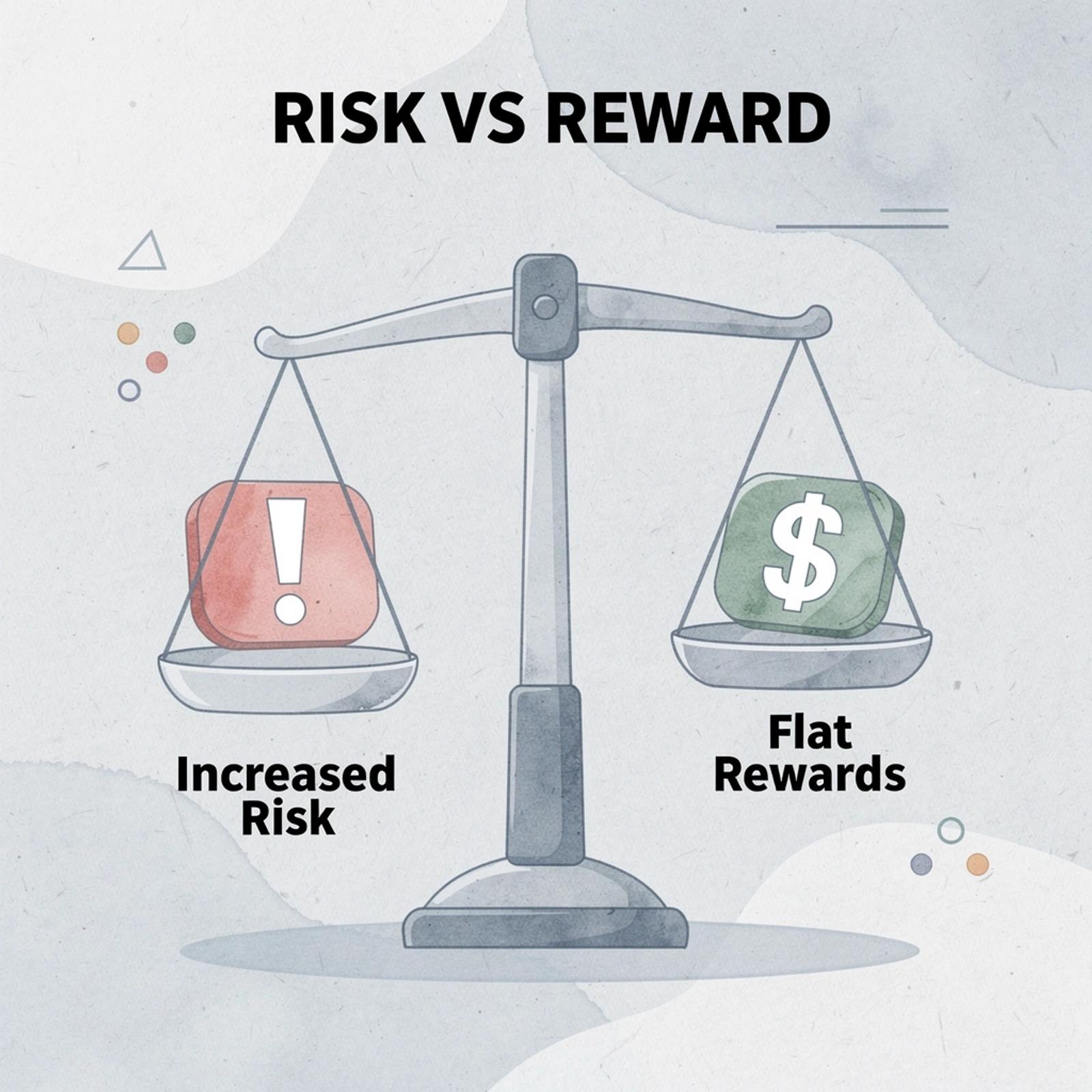 Balance scale showing risk versus reward imbalance