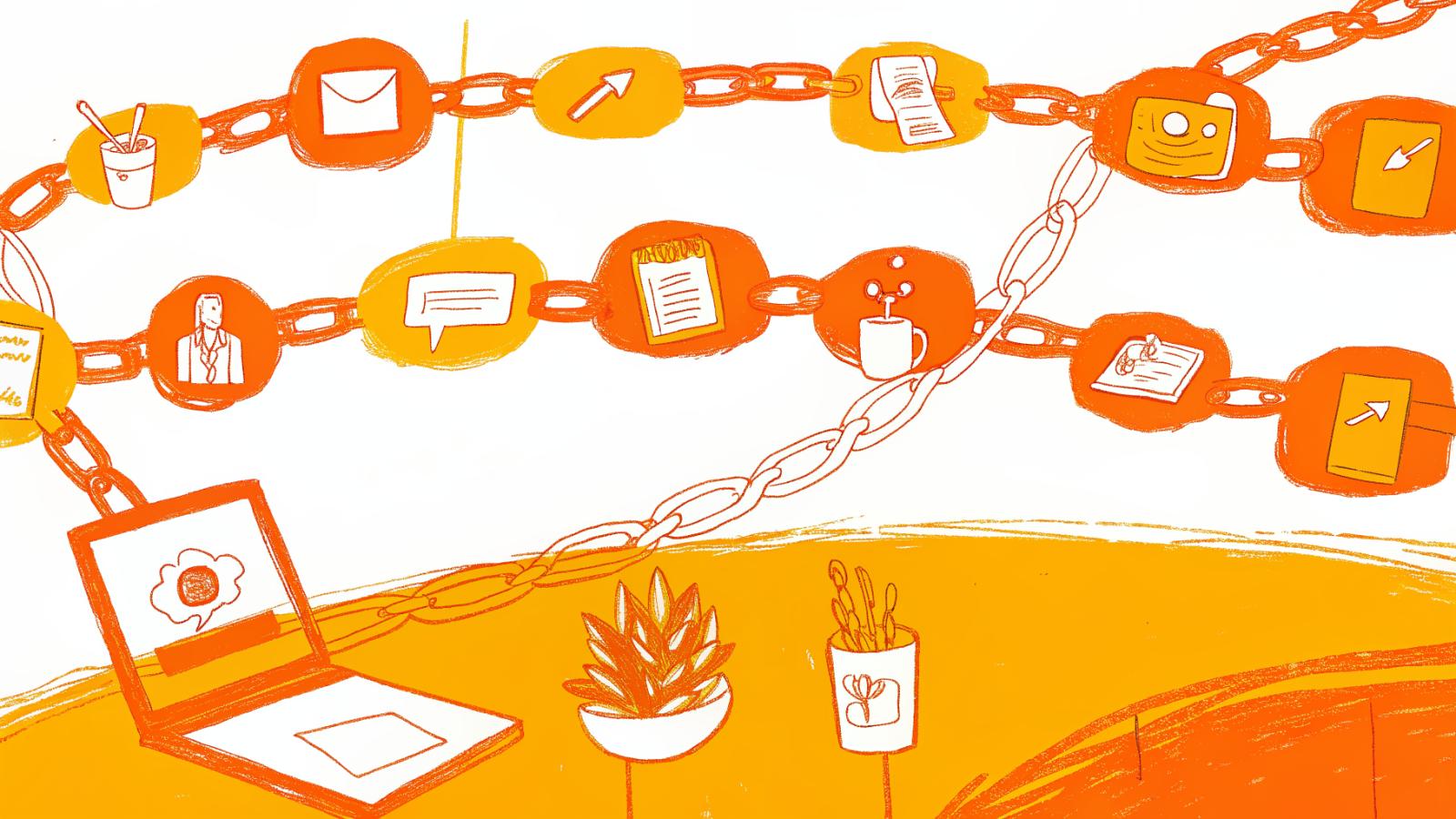 Two-track flow comparing chaotic influencer pipeline versus streamlined creator marketplace model