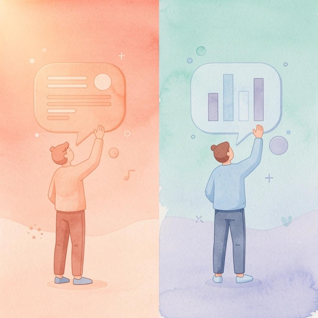 Illustration contrasting small experimental creator marketing with large-scale revenue operations