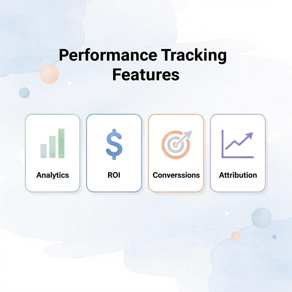 Infographic showing key performance tracking features to look for