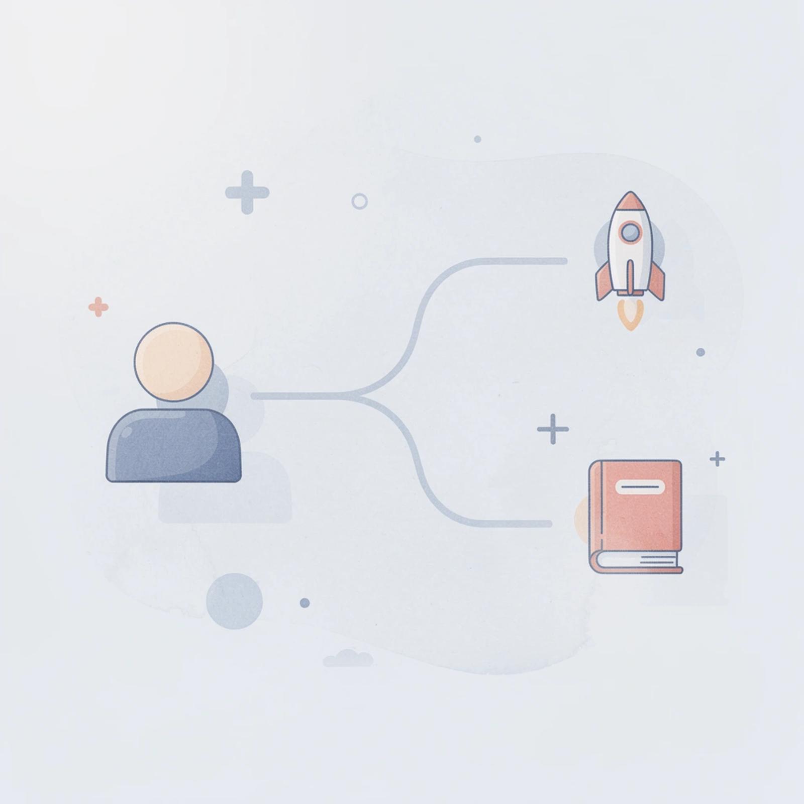 Platform icon splitting into two different workflow paths