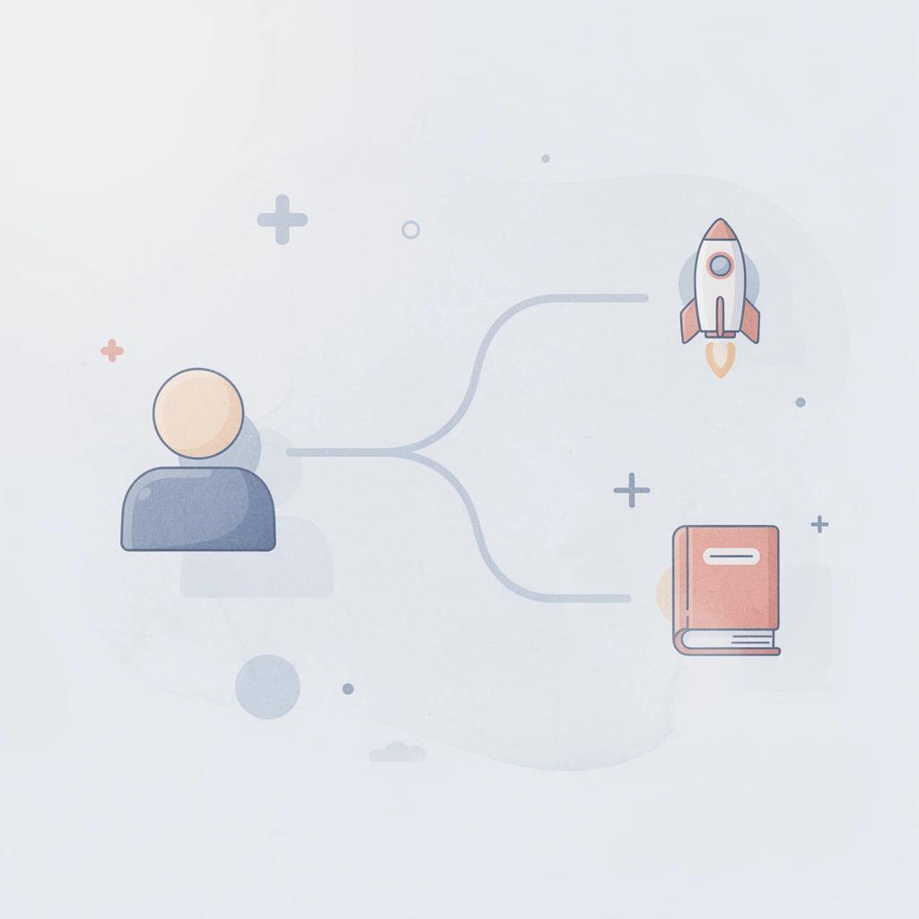 Platform icon splitting into two different workflow paths