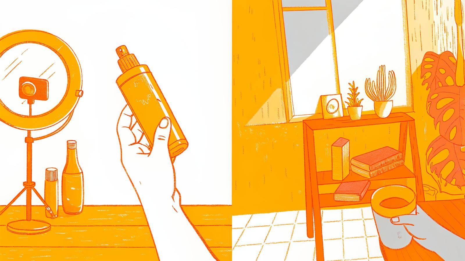 Studio ad set versus authentic creator holding product in natural home setting